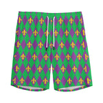 Fleur-De-Lis Mardi Gras Pattern Print Men's Sports Shorts