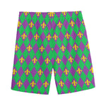Fleur-De-Lis Mardi Gras Pattern Print Men's Sports Shorts