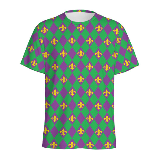 Fleur-De-Lis Mardi Gras Pattern Print Men's Sports T-Shirt