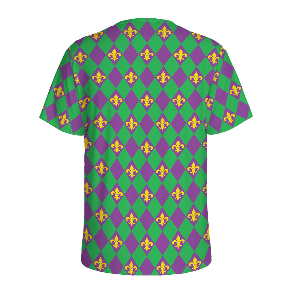 Fleur-De-Lis Mardi Gras Pattern Print Men's Sports T-Shirt