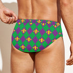 Fleur-De-Lis Mardi Gras Pattern Print Men's Swim Briefs