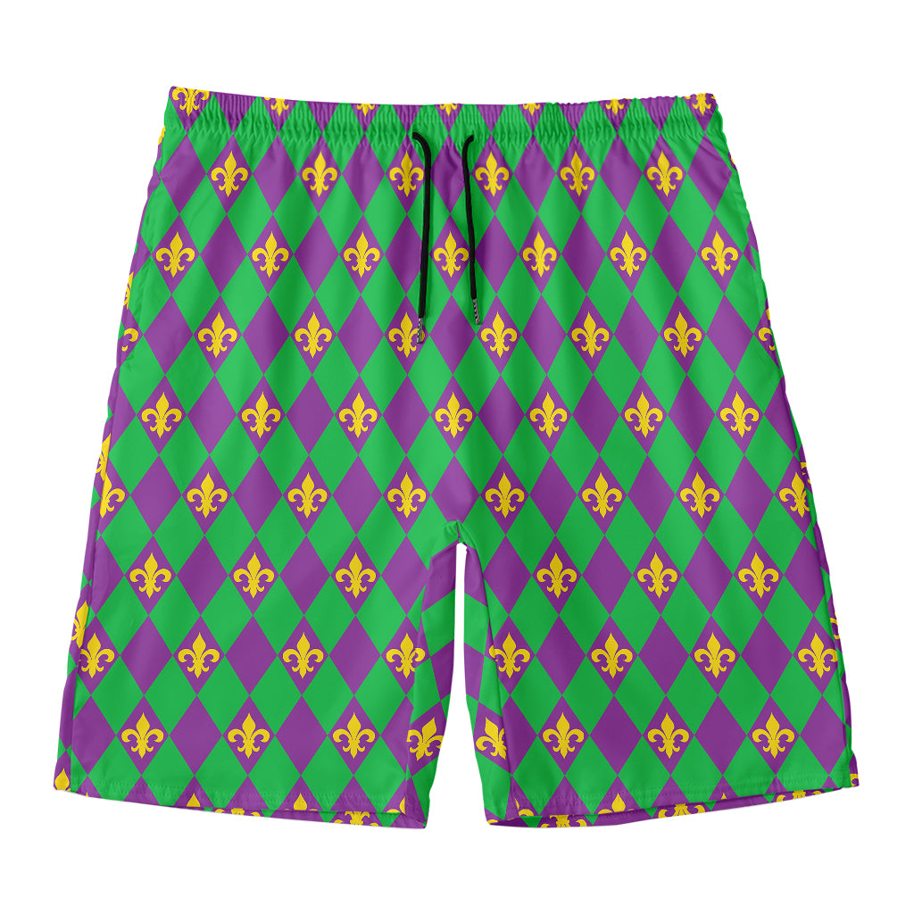 Fleur-De-Lis Mardi Gras Pattern Print Men's Swim Trunks
