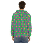 Fleur-De-Lis Mardi Gras Pattern Print Men's Velvet Pullover Hoodie