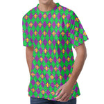 Fleur-De-Lis Mardi Gras Pattern Print Men's Velvet T-Shirt