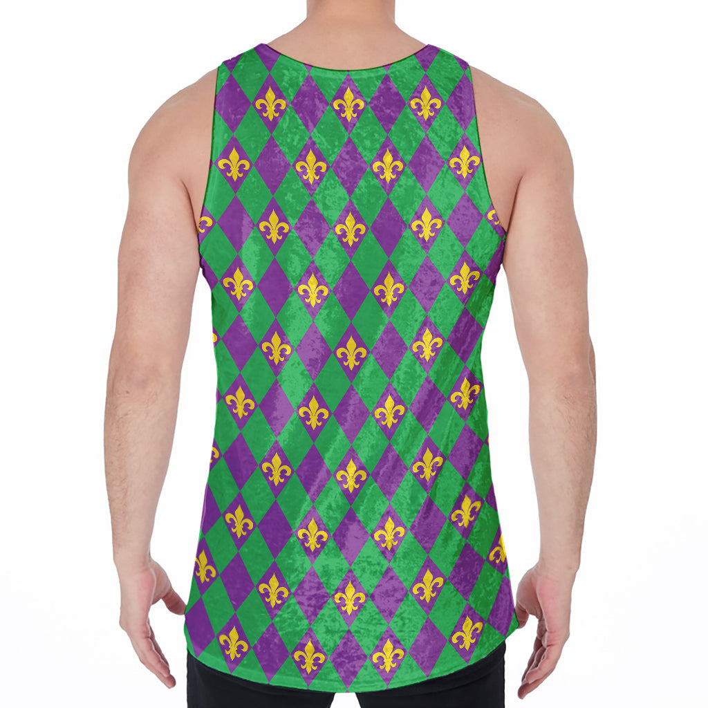 Fleur-De-Lis Mardi Gras Pattern Print Men's Velvet Tank Top