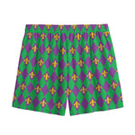 Fleur-De-Lis Mardi Gras Pattern Print Mesh Shorts