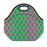 Fleur-De-Lis Mardi Gras Pattern Print Neoprene Lunch Bag