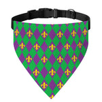 Fleur-De-Lis Mardi Gras Pattern Print Over The Collar Dog Bandana