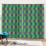 Fleur-De-Lis Mardi Gras Pattern Print Pencil Pleat Curtains