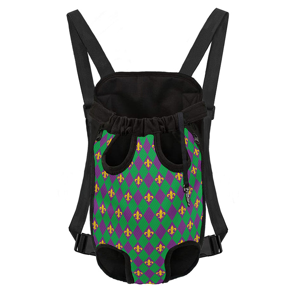Fleur-De-Lis Mardi Gras Pattern Print Pet Carrier Backpack