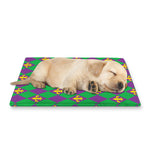 Fleur-De-Lis Mardi Gras Pattern Print Pet Cooling Mat Cover