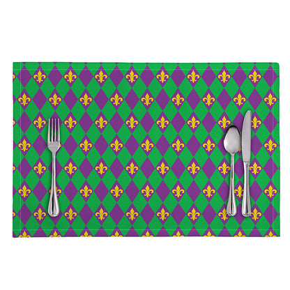 Fleur-De-Lis Mardi Gras Pattern Print Placemat
