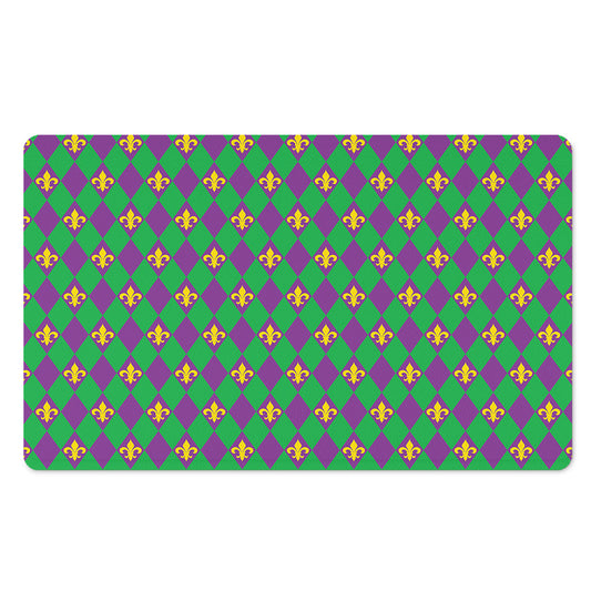 Fleur-De-Lis Mardi Gras Pattern Print Polyester Doormat