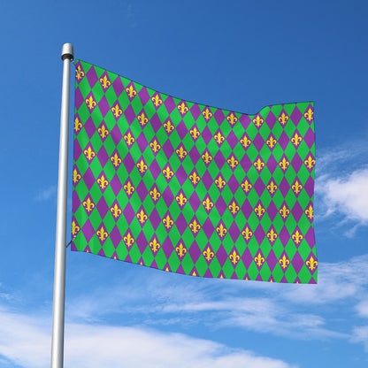 Fleur-De-Lis Mardi Gras Pattern Print Polyester Flag