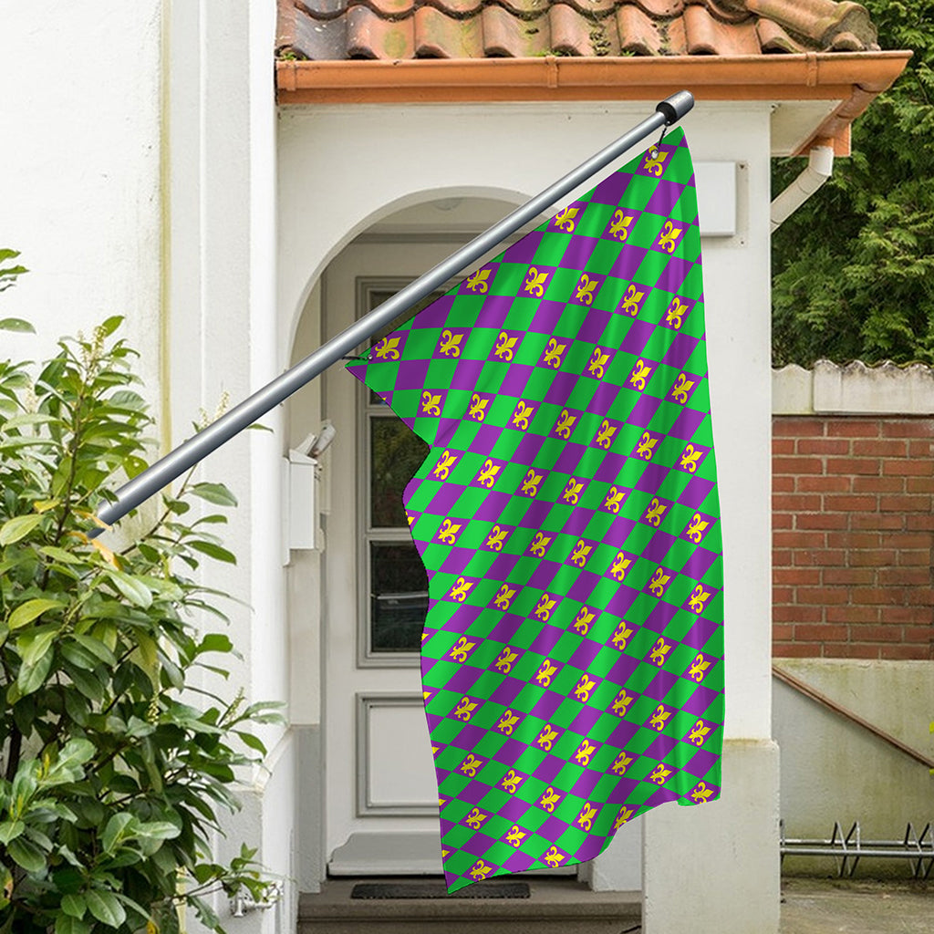 Fleur-De-Lis Mardi Gras Pattern Print Polyester Flag