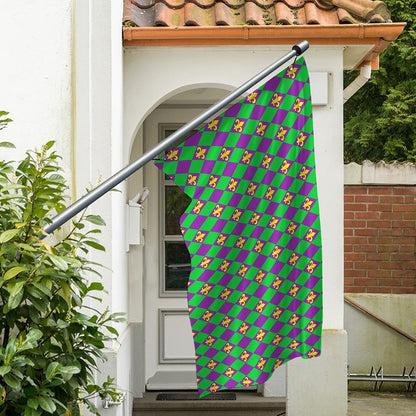 Fleur-De-Lis Mardi Gras Pattern Print Polyester Flag