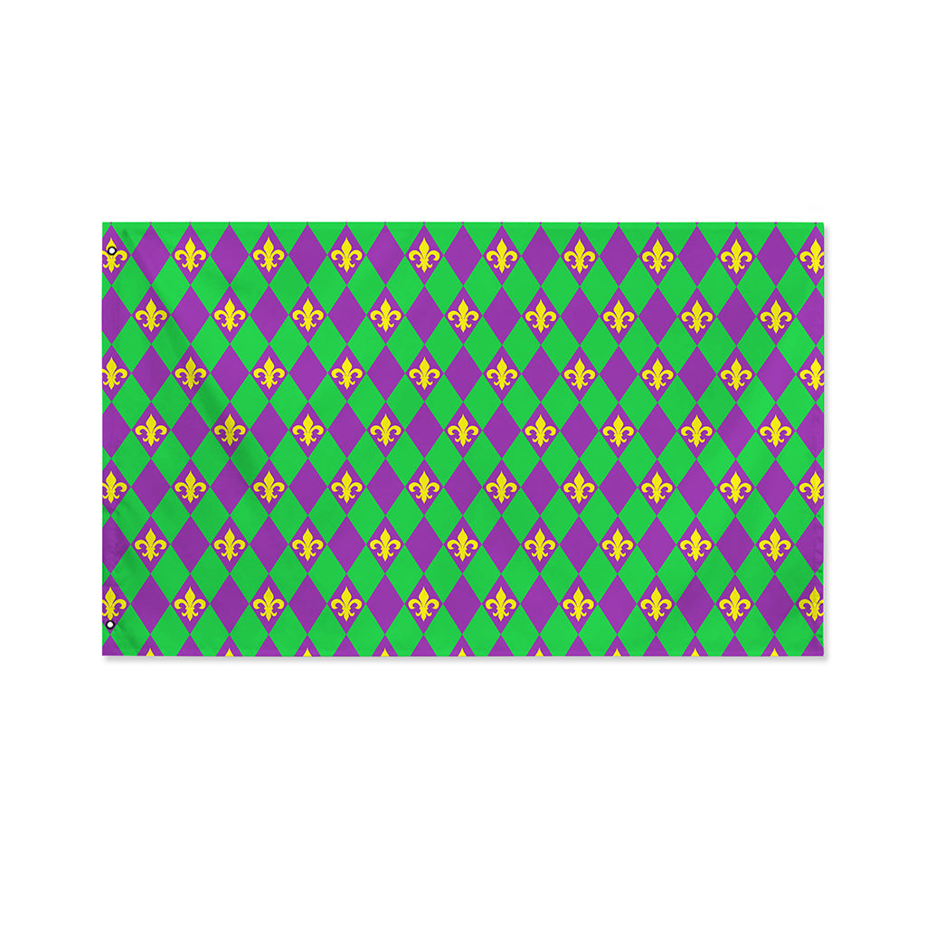 Fleur-De-Lis Mardi Gras Pattern Print Polyester Flag