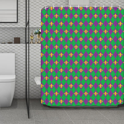 Fleur-De-Lis Mardi Gras Pattern Print Polyester Shower Curtain