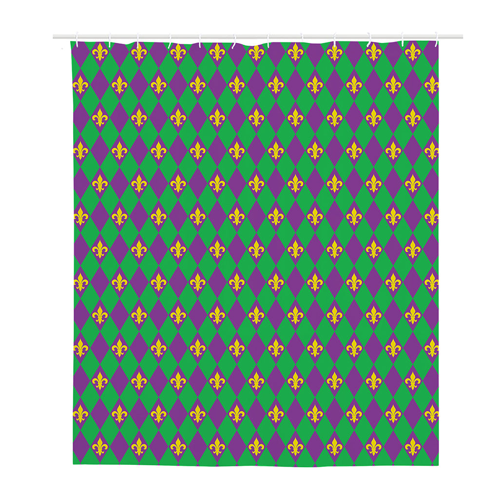 Fleur-De-Lis Mardi Gras Pattern Print Polyester Shower Curtain