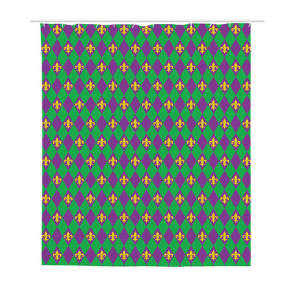 Fleur-De-Lis Mardi Gras Pattern Print Polyester Shower Curtain