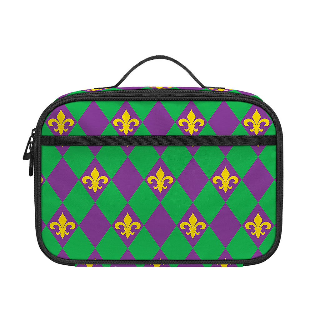 Fleur-De-Lis Mardi Gras Pattern Print Portable Lunch Bag