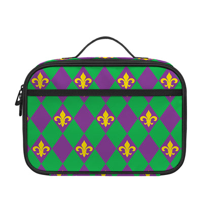 Fleur-De-Lis Mardi Gras Pattern Print Portable Lunch Bag