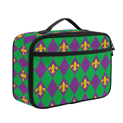 Fleur-De-Lis Mardi Gras Pattern Print Portable Lunch Bag