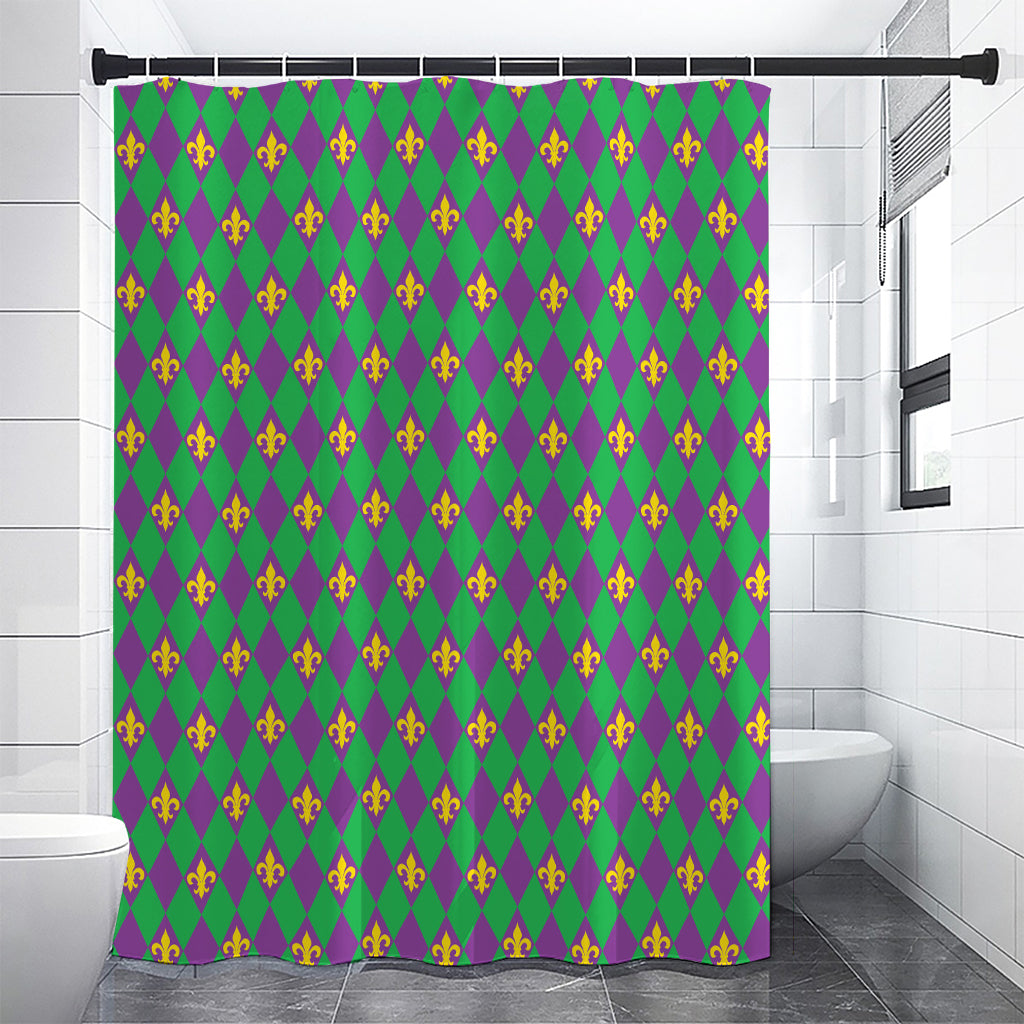 Fleur-De-Lis Mardi Gras Pattern Print Premium Shower Curtain