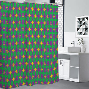 Fleur-De-Lis Mardi Gras Pattern Print Premium Shower Curtain