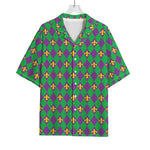 Fleur-De-Lis Mardi Gras Pattern Print Rayon Hawaiian Shirt