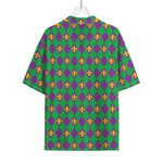 Fleur-De-Lis Mardi Gras Pattern Print Rayon Hawaiian Shirt