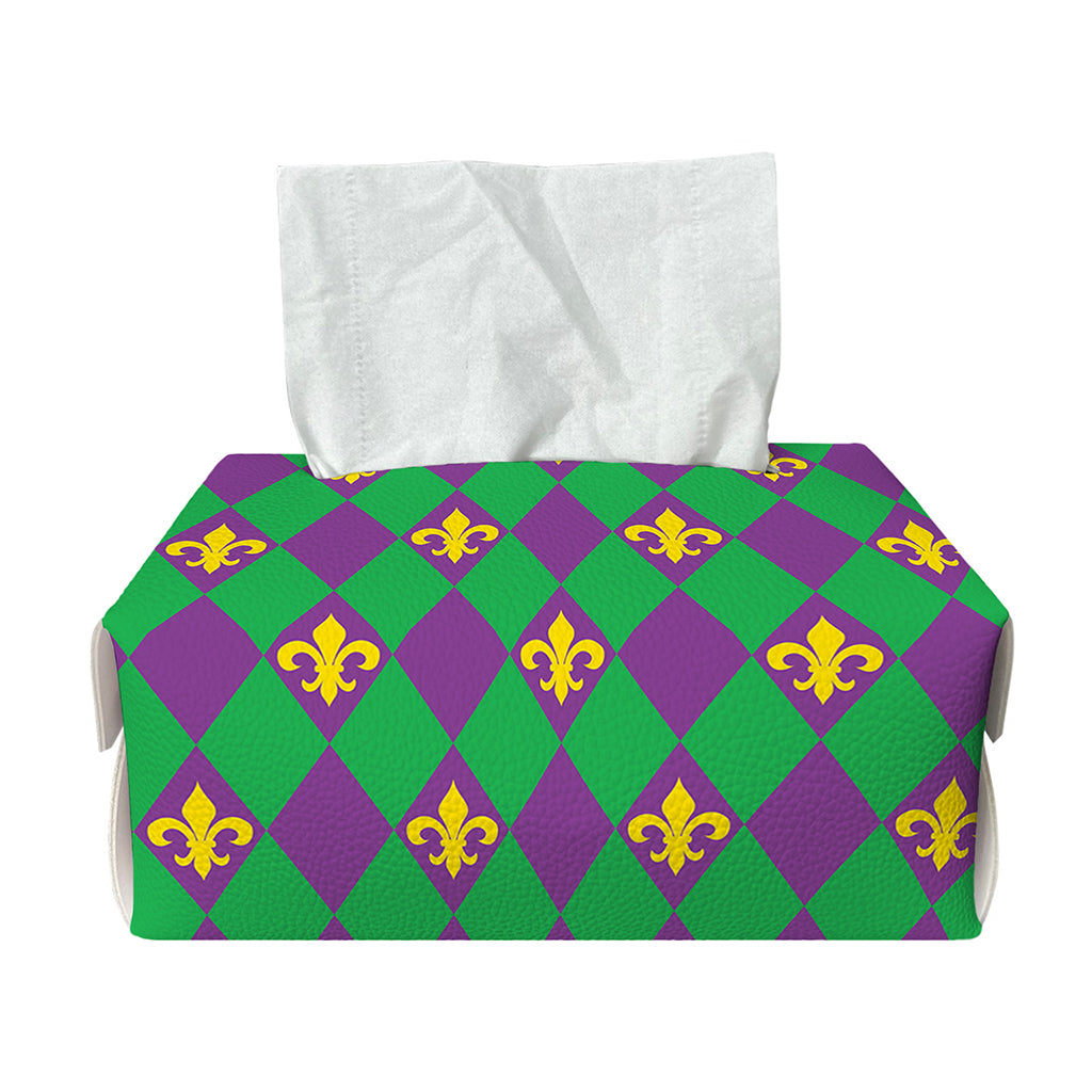 Fleur-De-Lis Mardi Gras Pattern Print Rectangle Tissue Box Cover