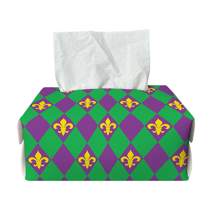 Fleur-De-Lis Mardi Gras Pattern Print Rectangle Tissue Box Cover