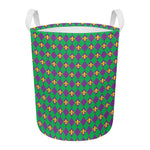 Fleur-De-Lis Mardi Gras Pattern Print Round Laundry Basket