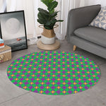 Fleur-De-Lis Mardi Gras Pattern Print Round Rug