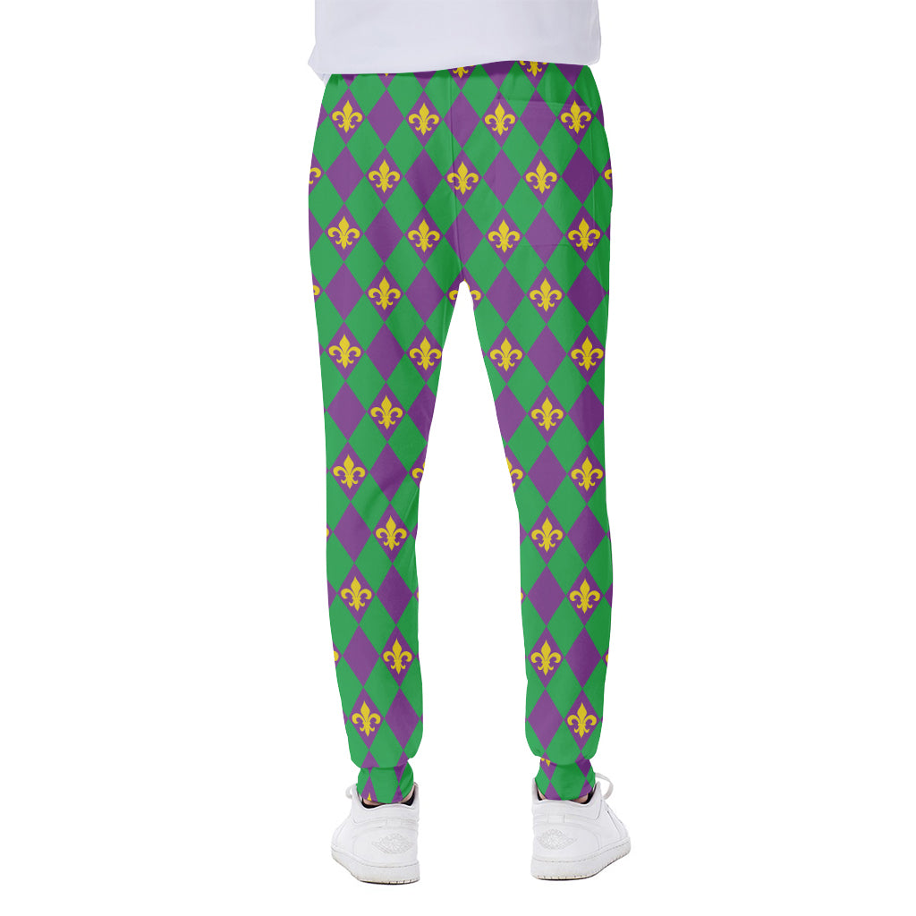 Fleur-De-Lis Mardi Gras Pattern Print Scuba Joggers