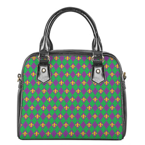 Fleur-De-Lis Mardi Gras Pattern Print Shoulder Handbag