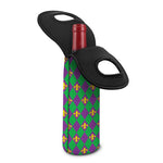 Fleur-De-Lis Mardi Gras Pattern Print Single Neoprene Wine Tote