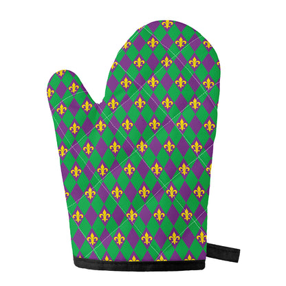 Fleur-De-Lis Mardi Gras Pattern Print Single Oven Mitt