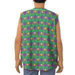 Fleur-De-Lis Mardi Gras Pattern Print Sleeveless Baseball Jersey