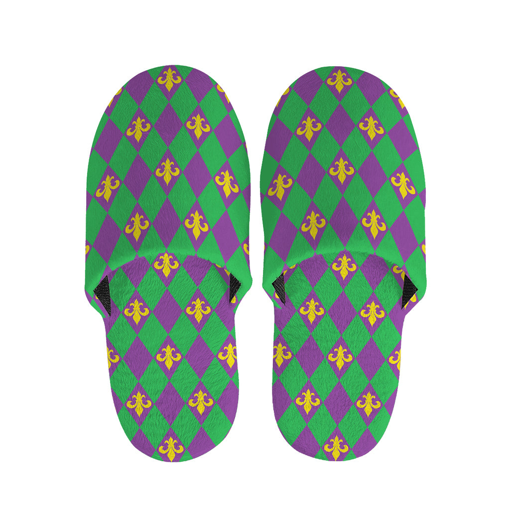 Fleur-De-Lis Mardi Gras Pattern Print Slippers