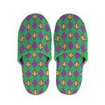 Fleur-De-Lis Mardi Gras Pattern Print Slippers
