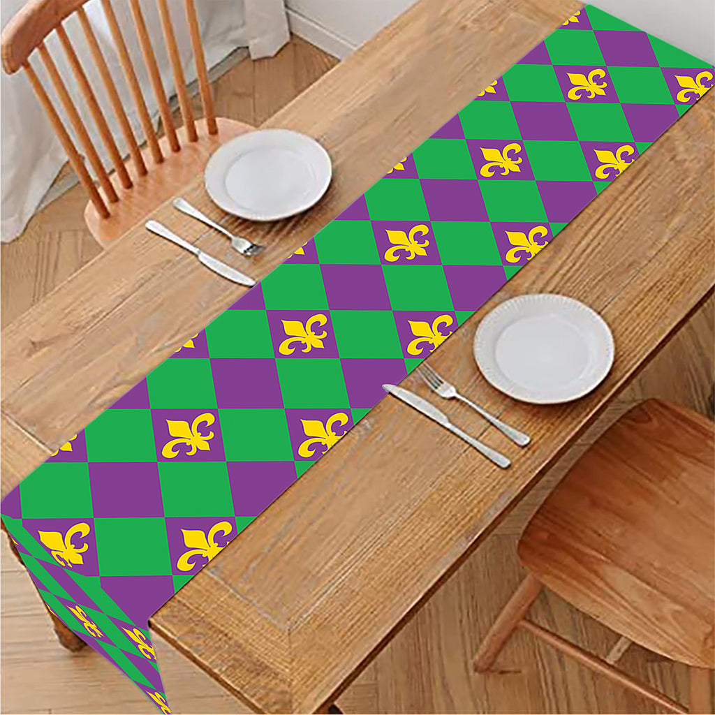 Fleur-De-Lis Mardi Gras Pattern Print Table Runner