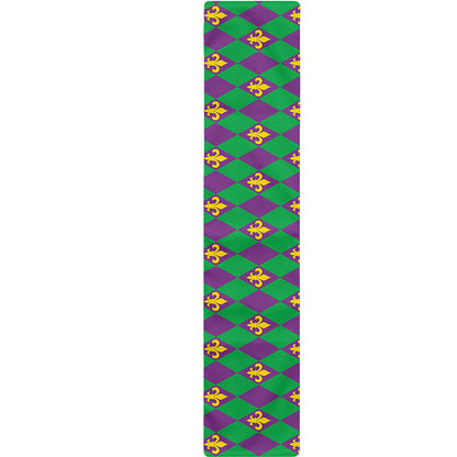 Fleur-De-Lis Mardi Gras Pattern Print Table Runner