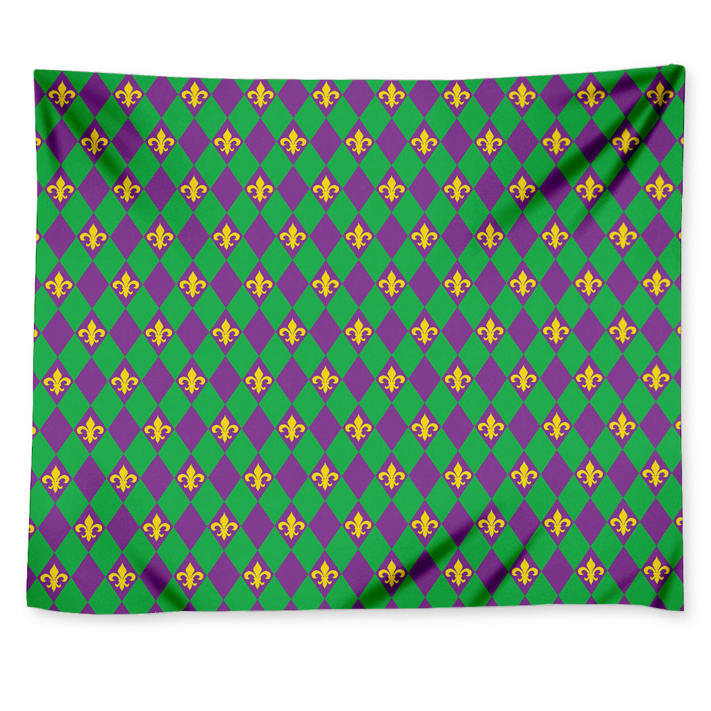 Fleur-De-Lis Mardi Gras Pattern Print Tapestry