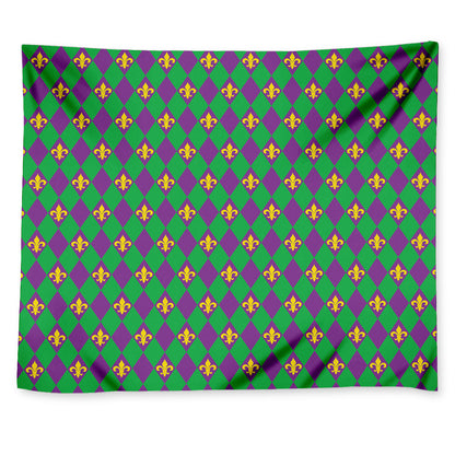 Fleur-De-Lis Mardi Gras Pattern Print Tapestry