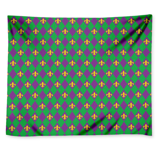 Fleur-De-Lis Mardi Gras Pattern Print Tapestry