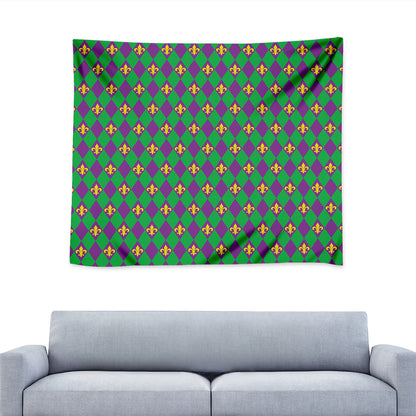 Fleur-De-Lis Mardi Gras Pattern Print Tapestry