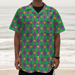 Fleur-De-Lis Mardi Gras Pattern Print Textured Short Sleeve Shirt