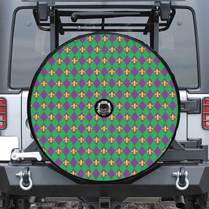 Fleur-De-Lis Mardi Gras Pattern Print Tire Cover With Camera Hole